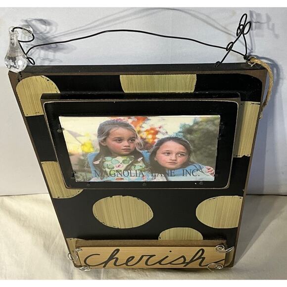 Magnolia Lane "Cherish" 4"X6" Picture Wall Hanging Wooden Base 15"X9" Decoration - Picture 2 of 7